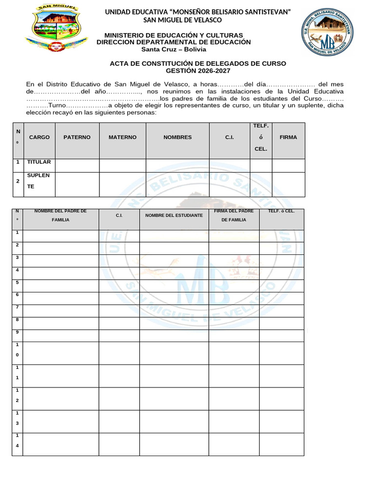 Formato Delegados de Curso 2026 | PDF
