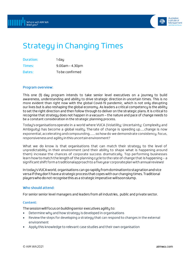 Strategy in Changing Times | PDF