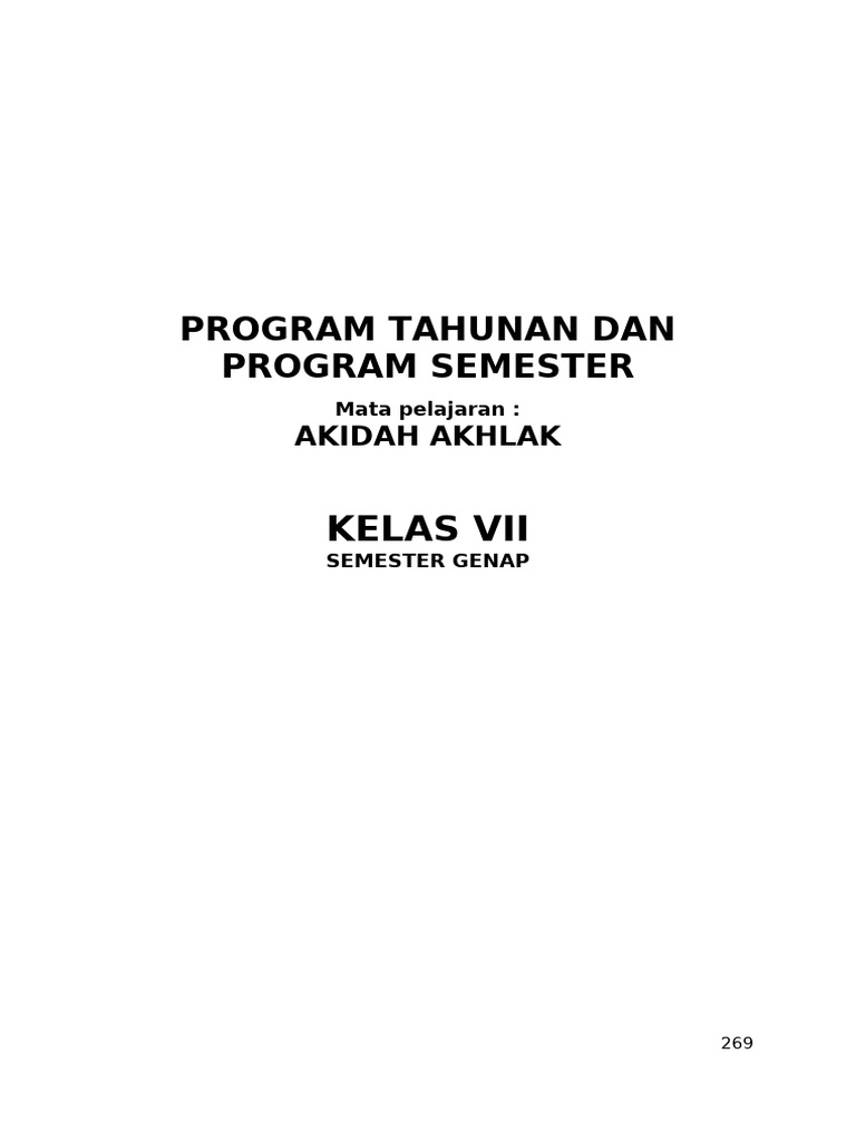 Protah Aqidah Akhlak Kelas 7-2 | PDF