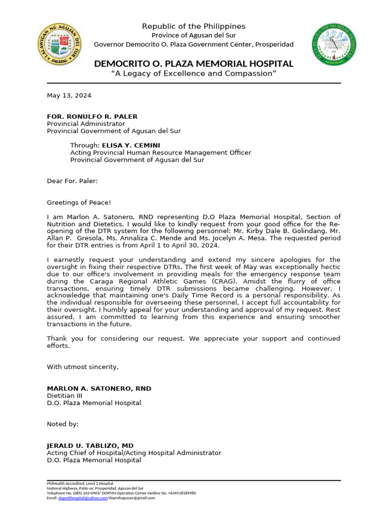 DTR Letter | PDF