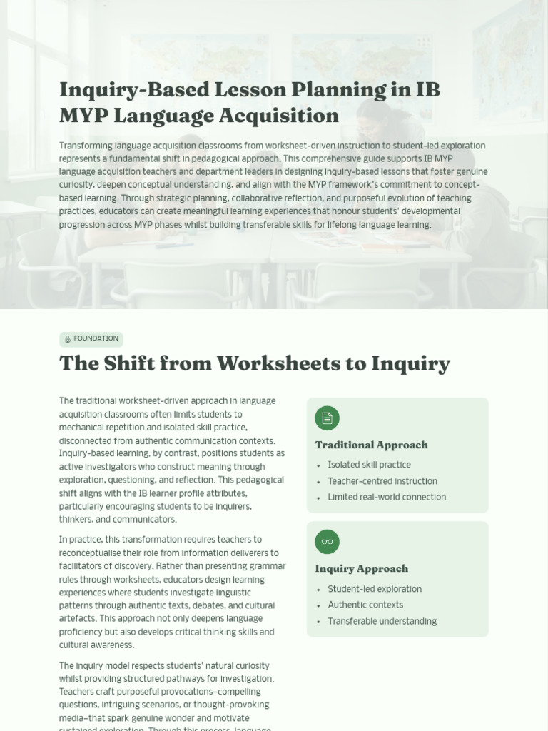 Inquiry Based Lesson Planning in IB MYP Language Acquisition | PDF ...