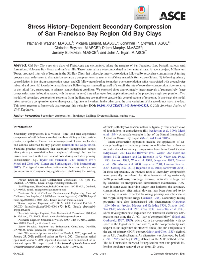 Wagner Et Al 2021 Stress History Dependent Secondary Compression of San ...