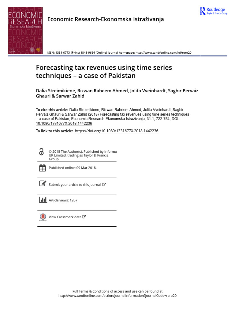 Forecasting Tax Revenues Using Time Series Techniques A Case of ...