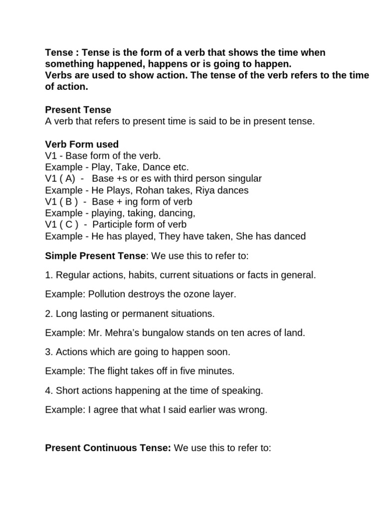Tenses | PDF | Grammatical Tense | Verb