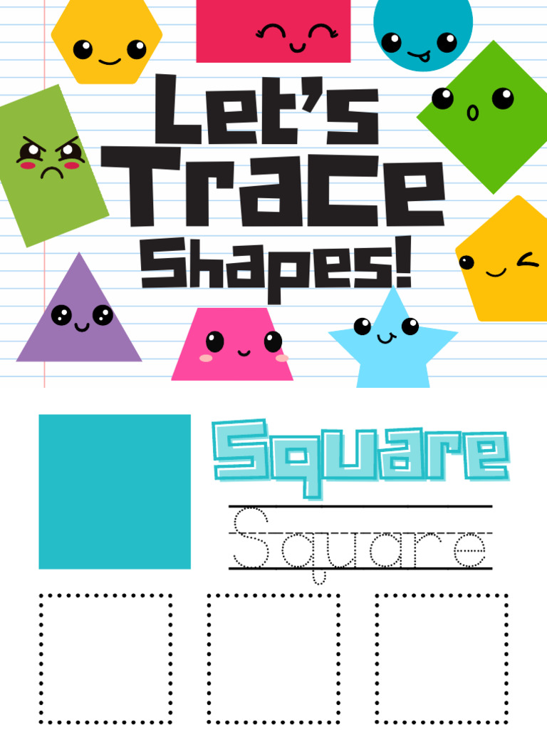 Let's Trace Shapes Activity Worksheets in Notebook Paper Background ...