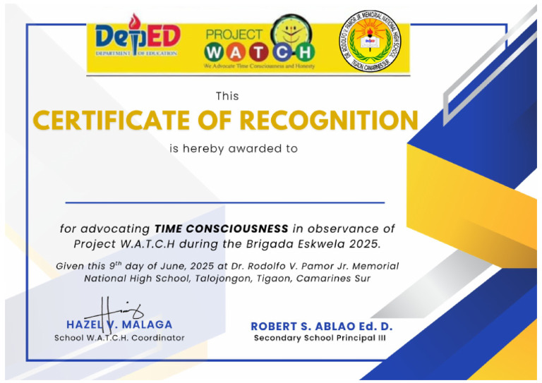 W.a.T.C.H. Certificate | PDF