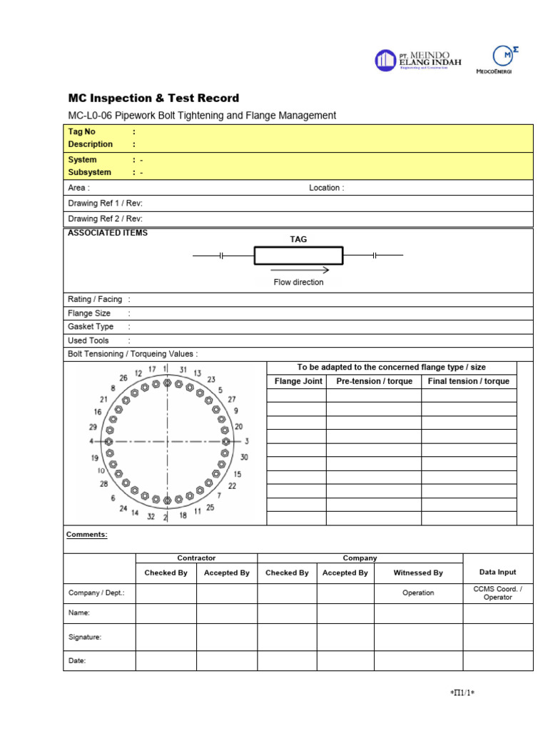 MC-L0-06 Pipework Bolt Tightening and Flange Management | PDF