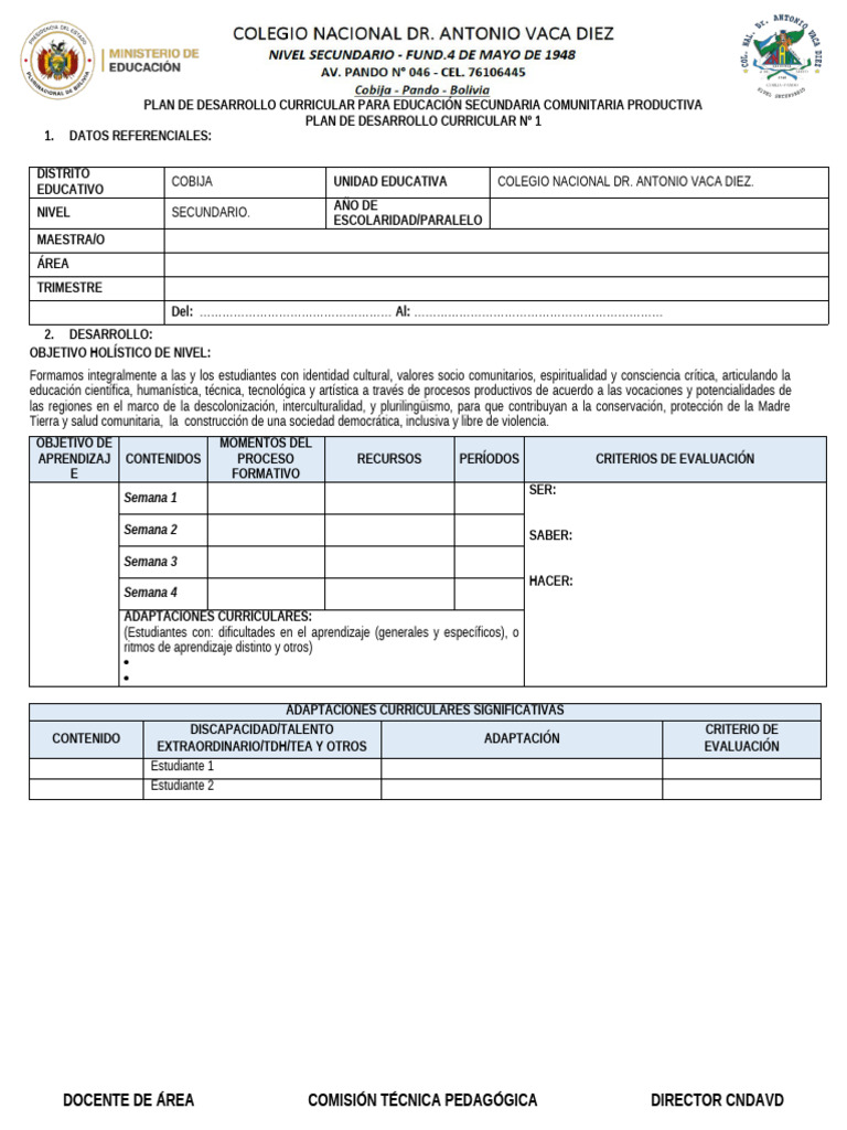 Formato PDC Sec 2026 | PDF | Plan de estudios | Teoría de la educación