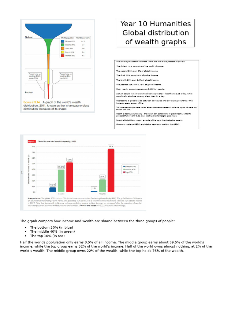 Year 10 Humanities Global Distribution of Wealth Graphs | PDF