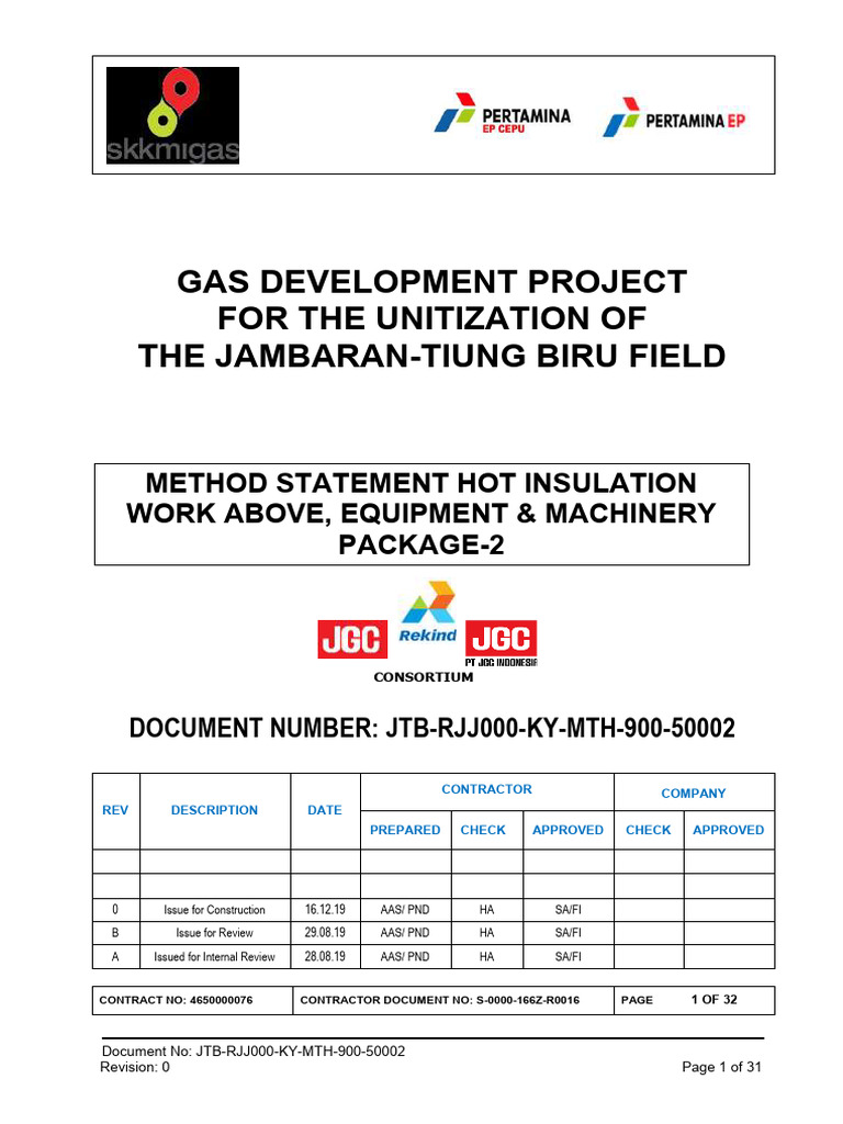 Methode Statement of HOT Insulation Procedure-R0 | PDF