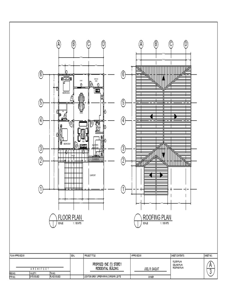 A B C D A B C D: Floor Plan Roofing Plan | PDF