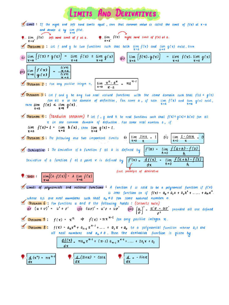 Limits and Derivatives | PDF