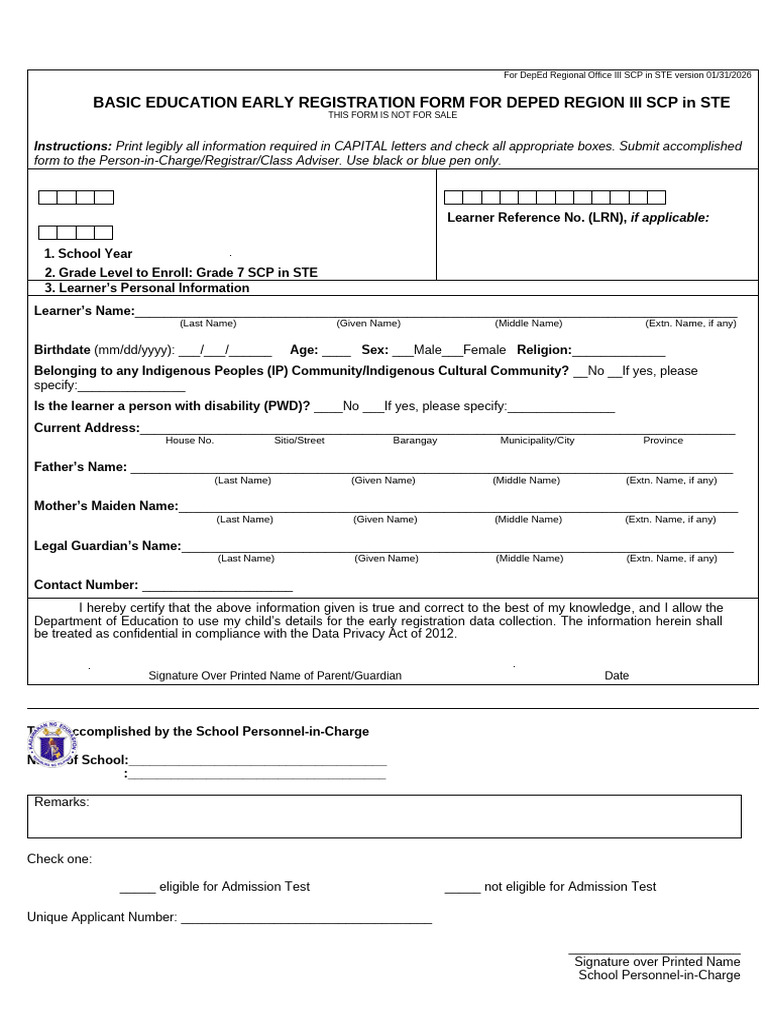 Application Form SCP STE 2026 | PDF