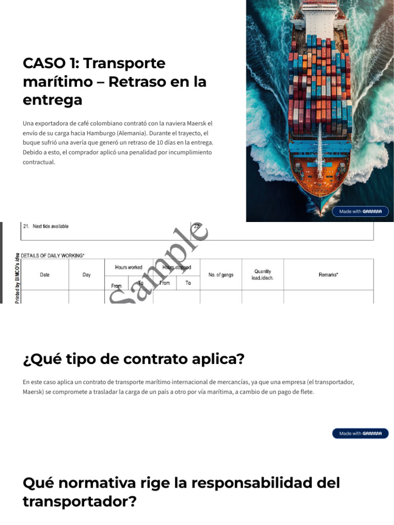 CASO 1 Transporte Maritimo Retraso en La Entrega | PDF | Daños y perjuicios