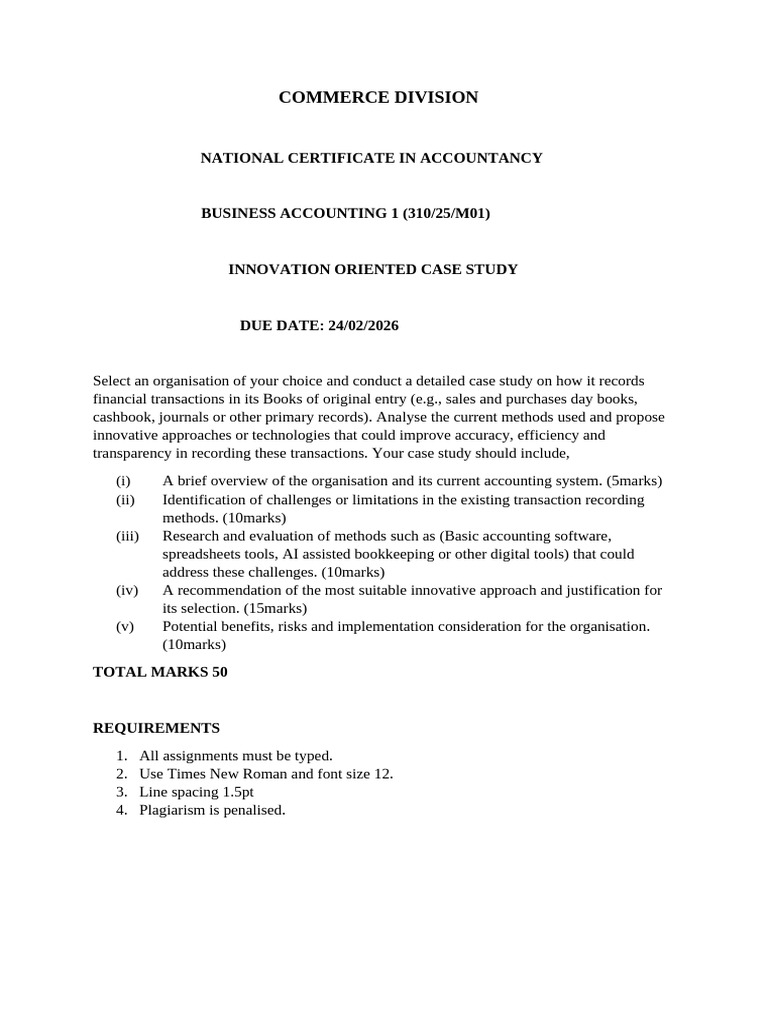 Business Acc1 Innovation Oriented Case Study | PDF