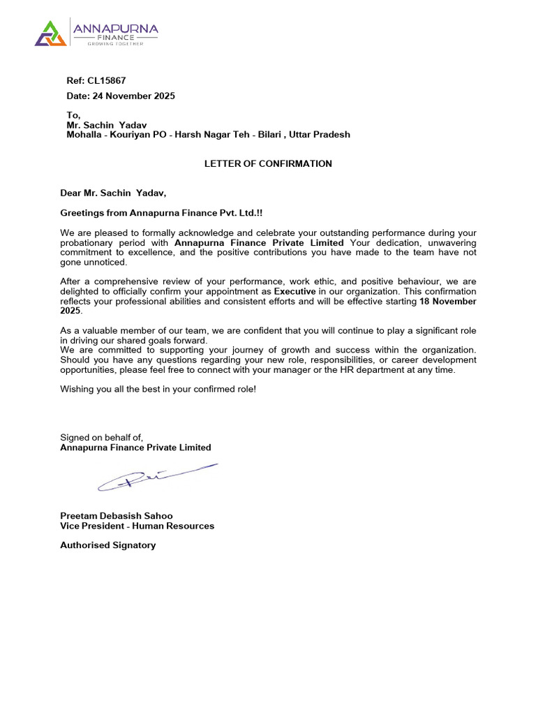 Confirmation Letter Template | PDF