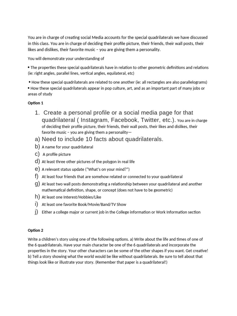 Quadrilateral Project Day 1 | PDF