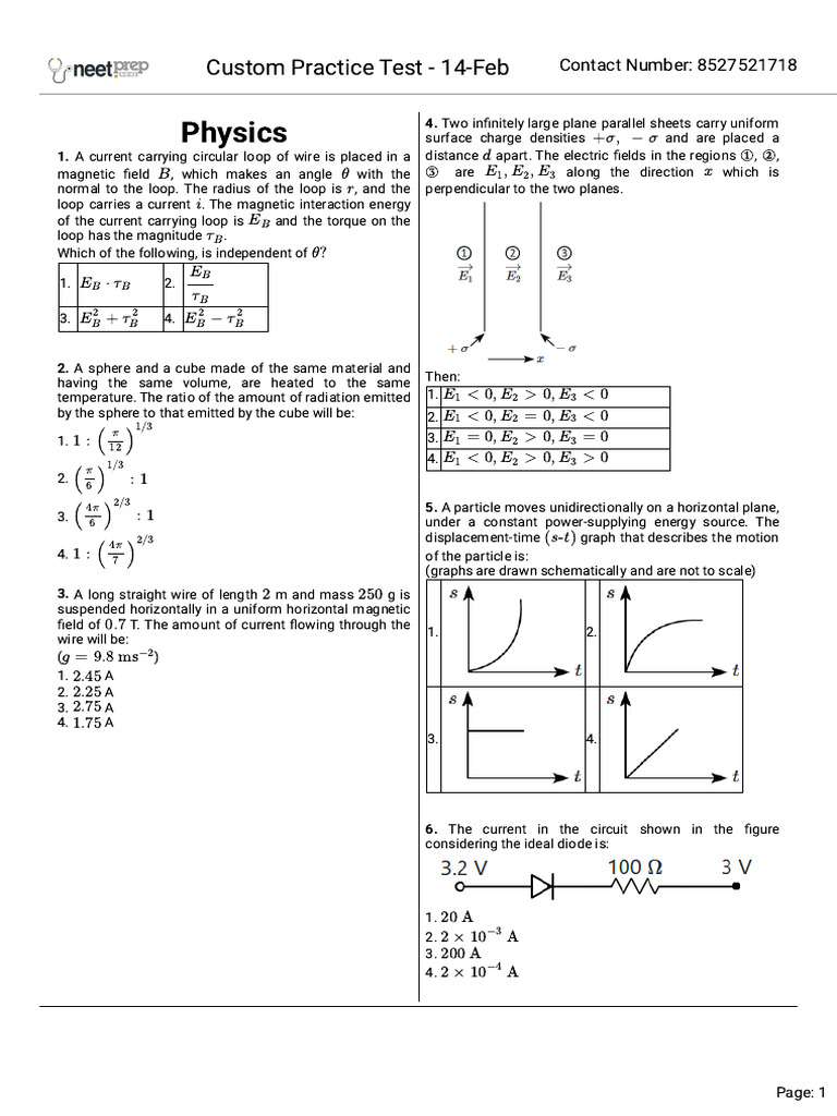 Custom Practice Test 14 Feb | PDF