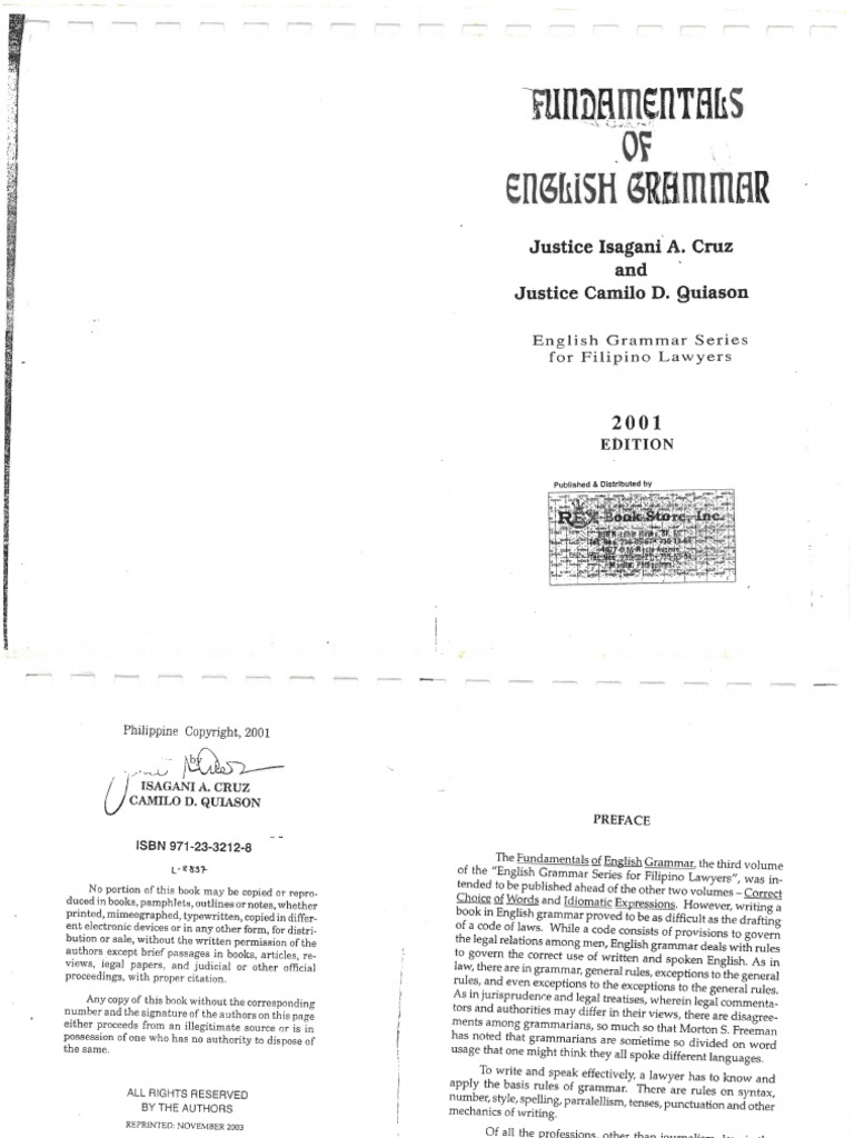 Fundamentals of English Grammar Cruz Quiason 2001 Ed Compress | PDF