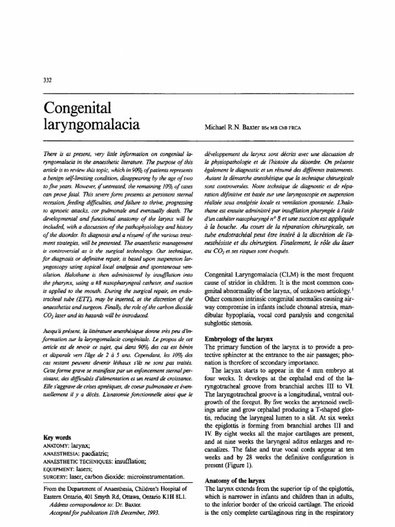 Congenital Laryngomalacia Larynx Surgery