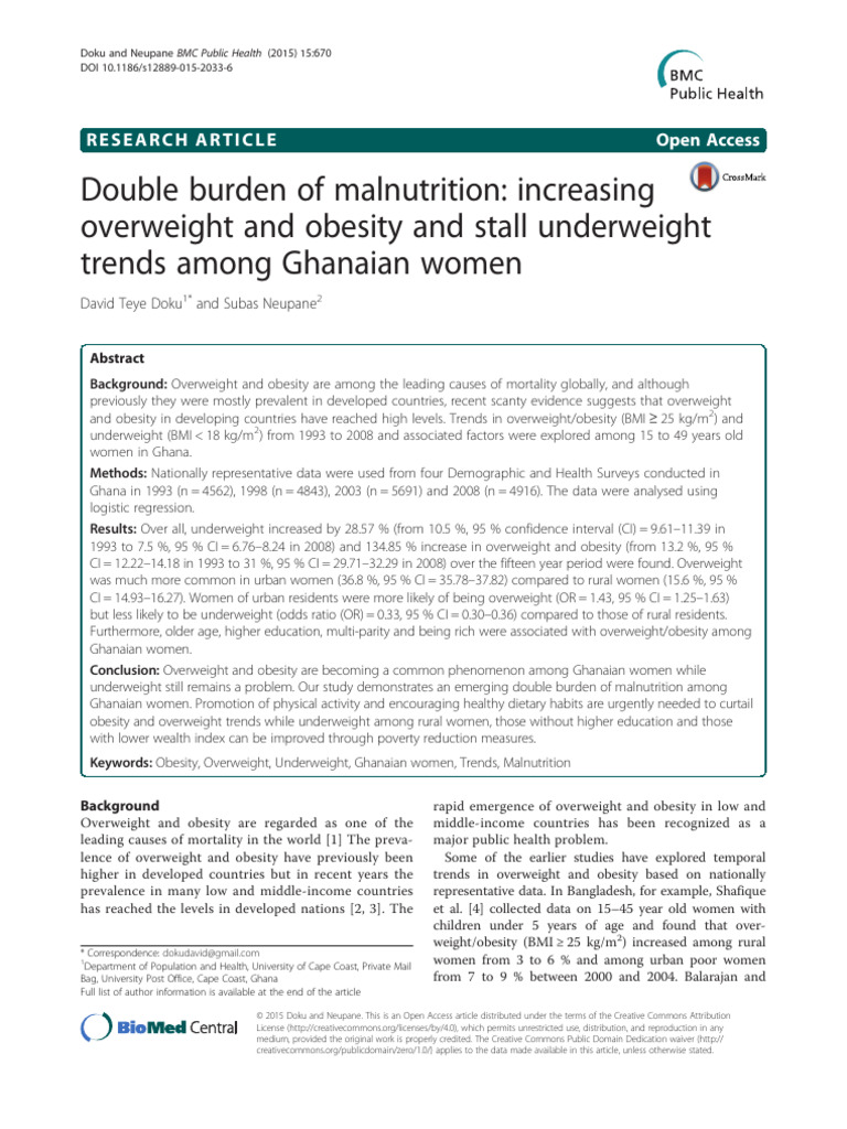 Double Burden of Malnutrition Increasing | PDF | Body Mass Index ...