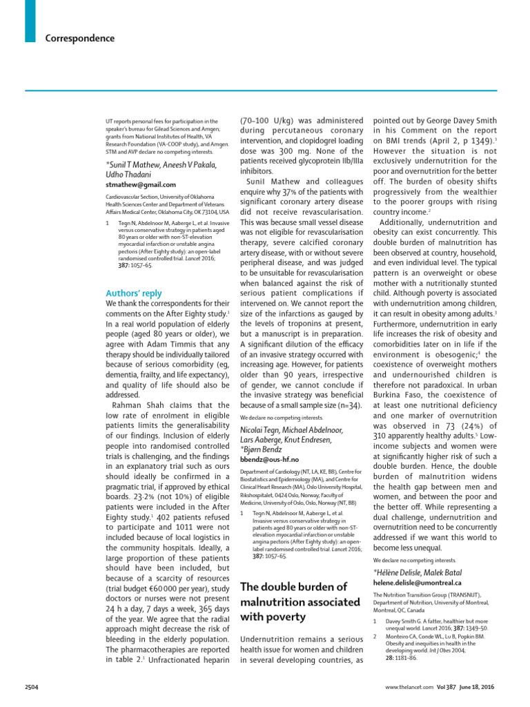 The Double Burden of Malnutrition Associated With Poverty | PDF ...