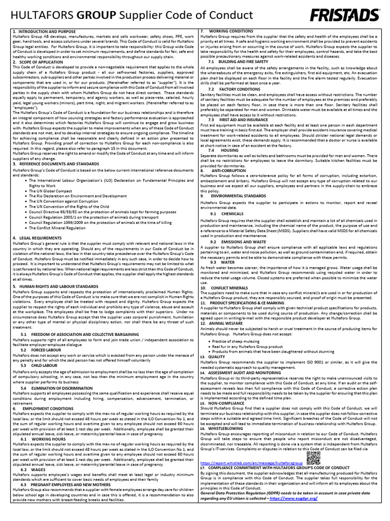 HG Code of Conduct Poster-English | PDF | Employment | Regulatory ...
