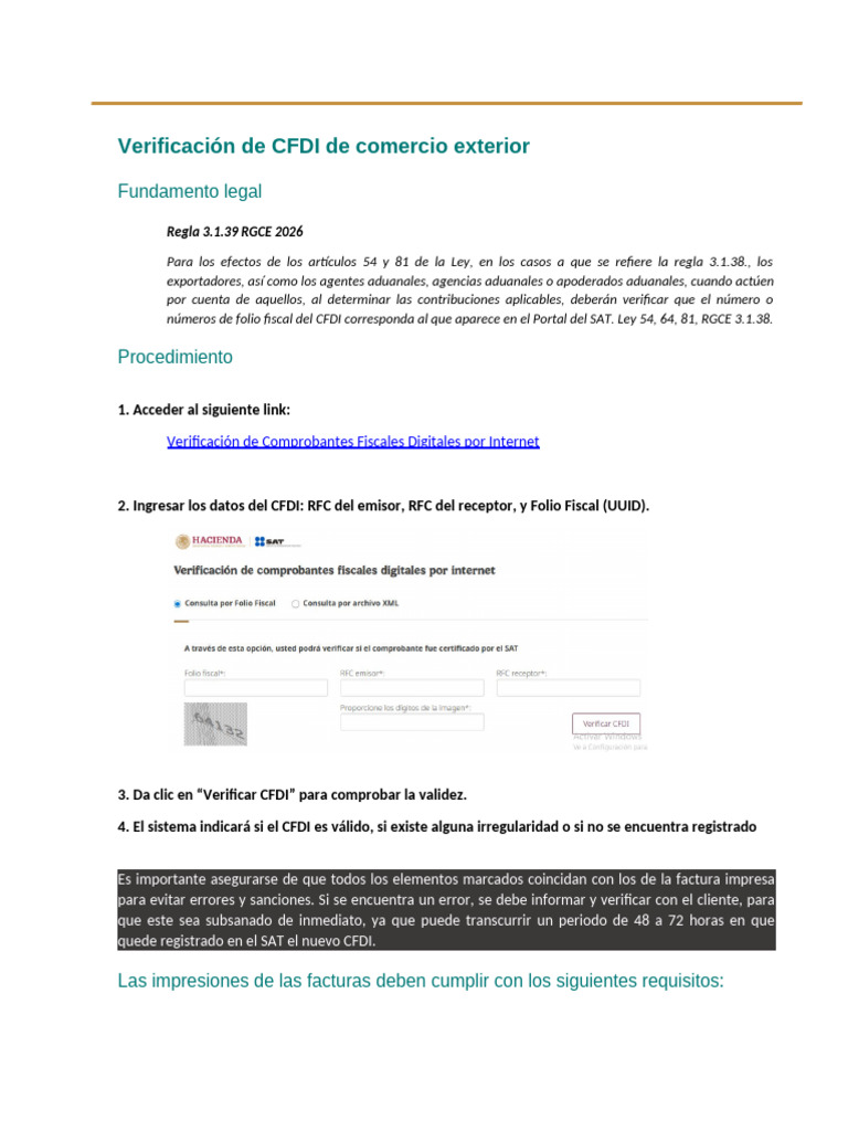Verificación de CFDI de Comercio Exterior | PDF