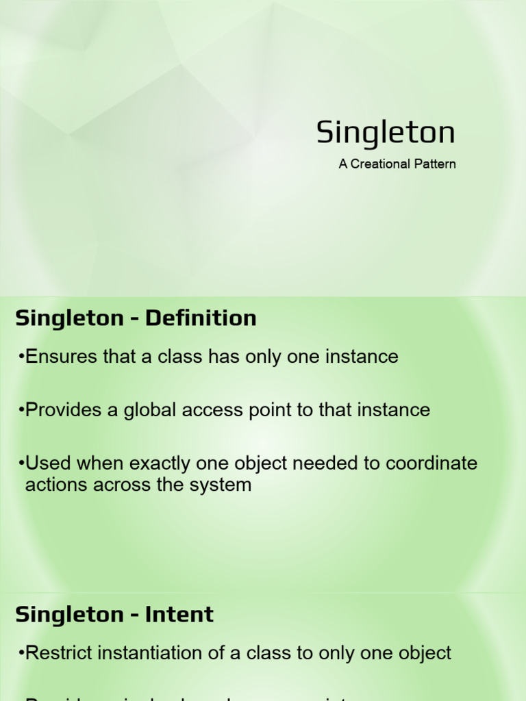 Unit 2.1.1 Singleton | PDF