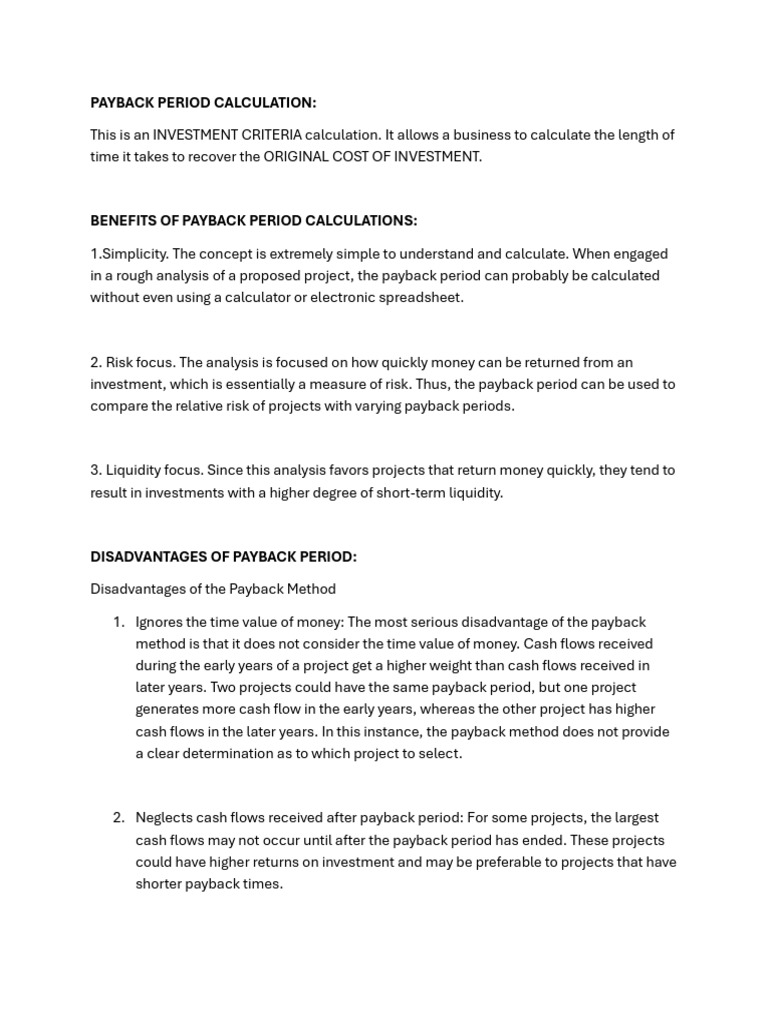 Payback Period and NPV | PDF | Net Present Value | Financial Economics