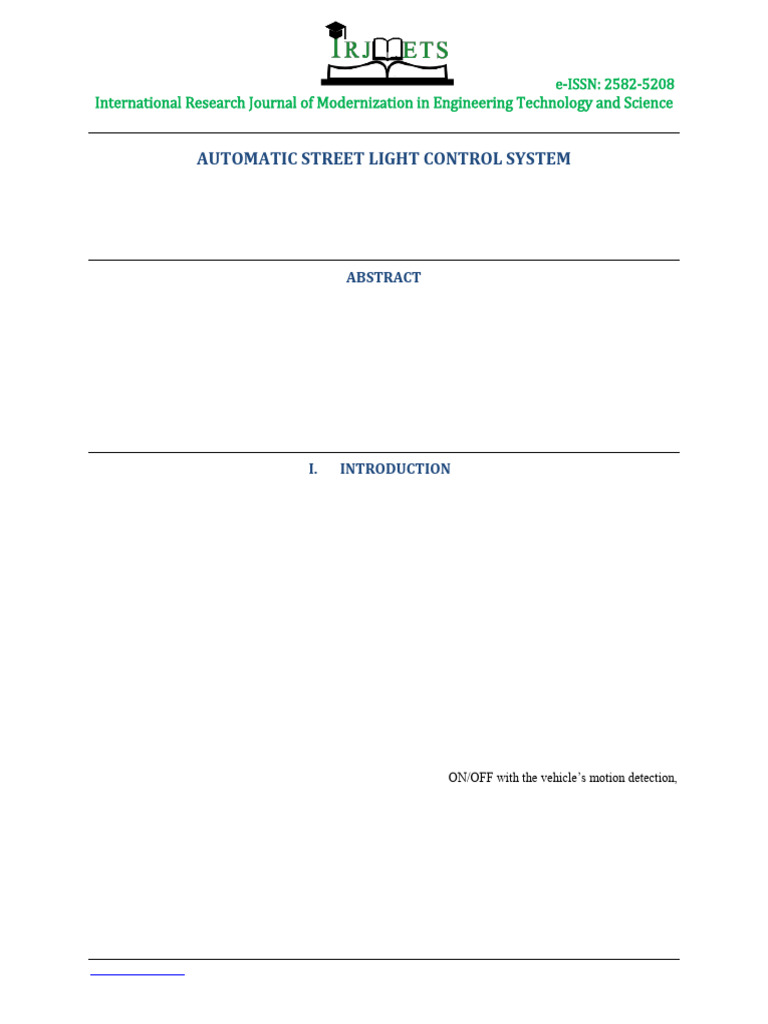 Automatic Street Light Control System | PDF | Ultrasound | Electronics