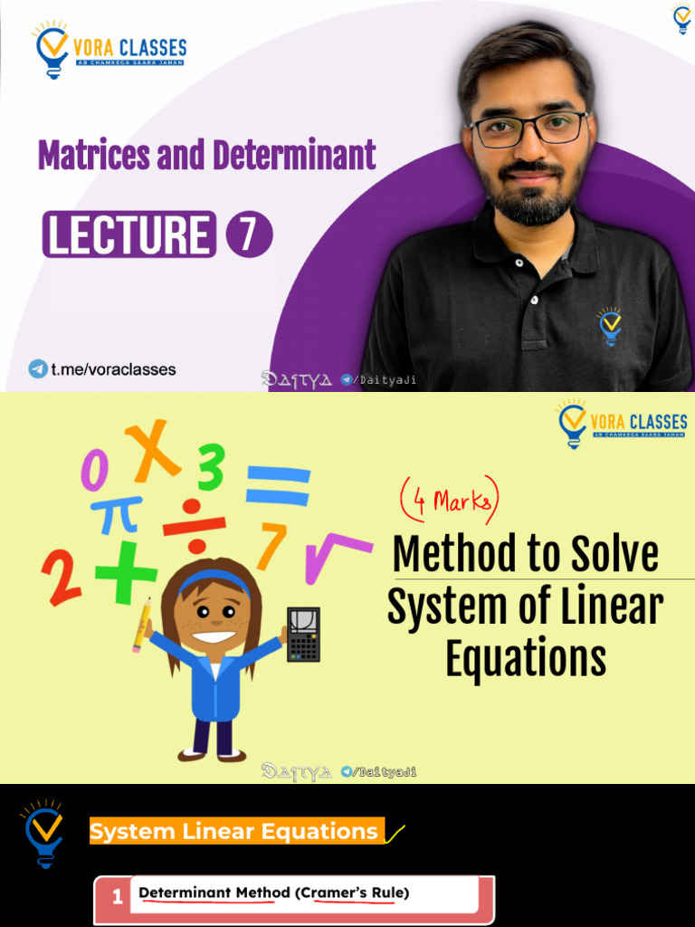 Matrices and Determinants L7 | PDF | System Of Linear Equations ...