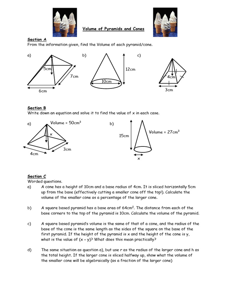 Volume of Pyramids and Cones | PDF | Volume | Mathematics