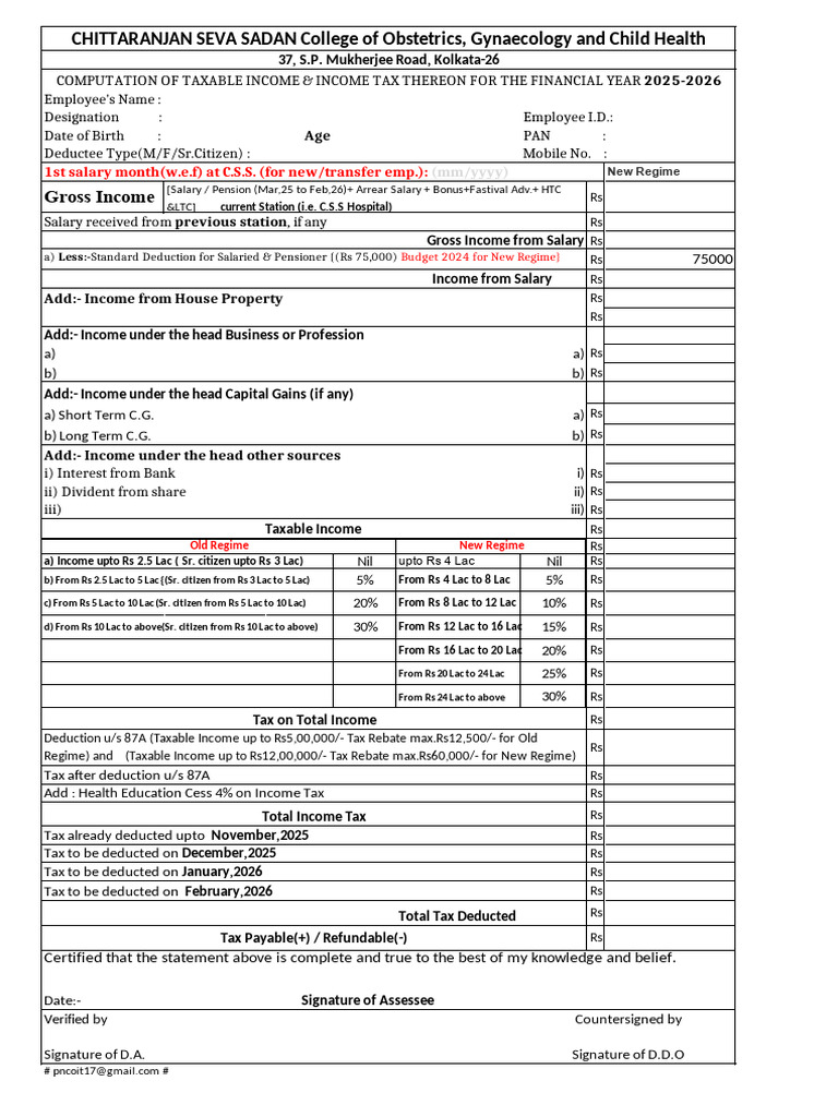Computation Sheet From F.Y.25-26 - CSS-2-1 | PDF | Tax Refund | Taxation