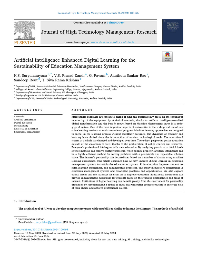 2024 - AI Enhanced Digital Learning | PDF | Artificial Intelligence ...