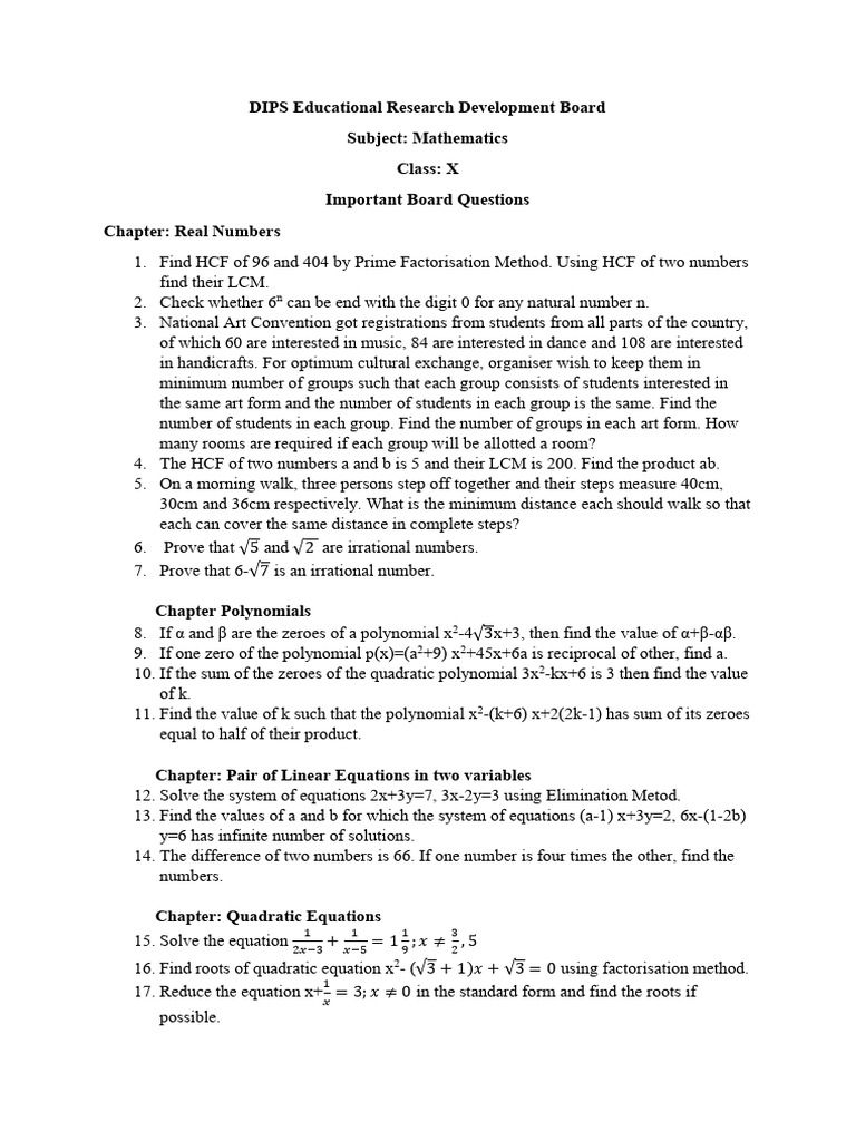 X Maths Assignment | PDF | Circle | Area