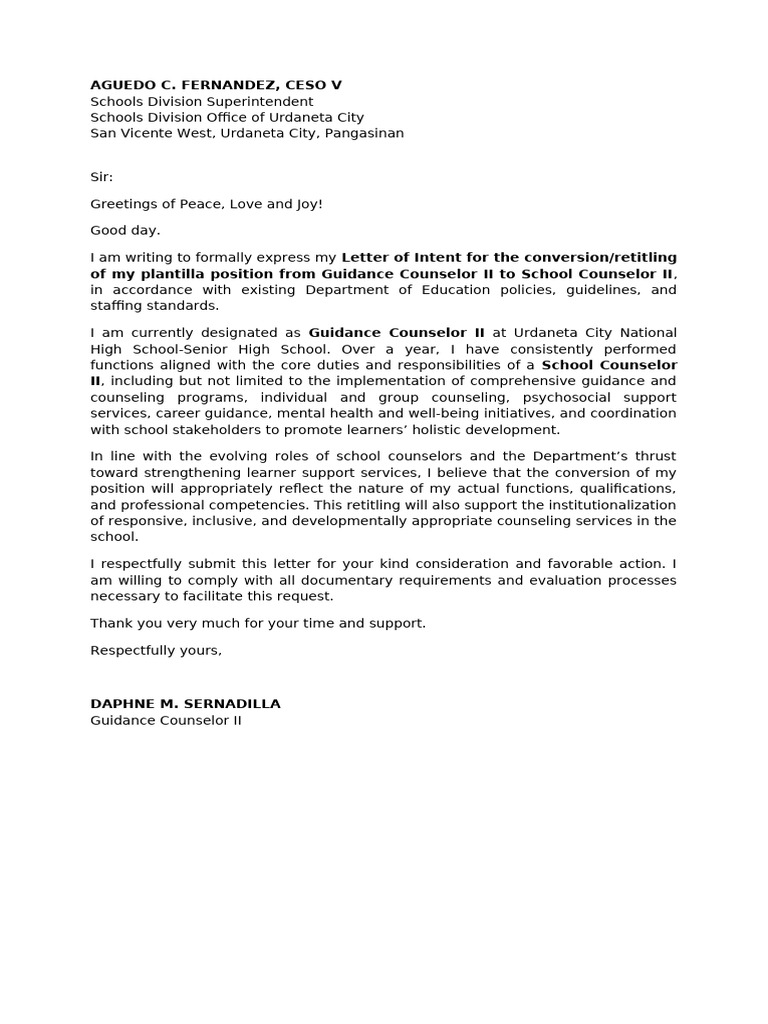 Letter of Intent For Conversion | PDF