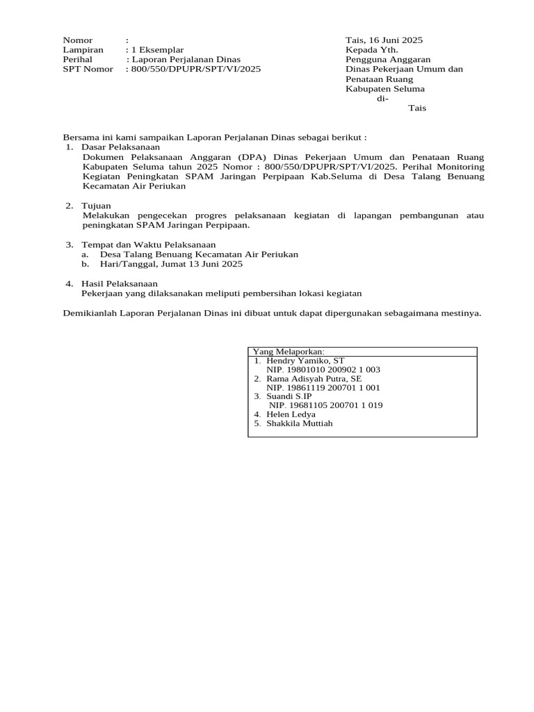 Perjadin Agustus Air Minum | PDF