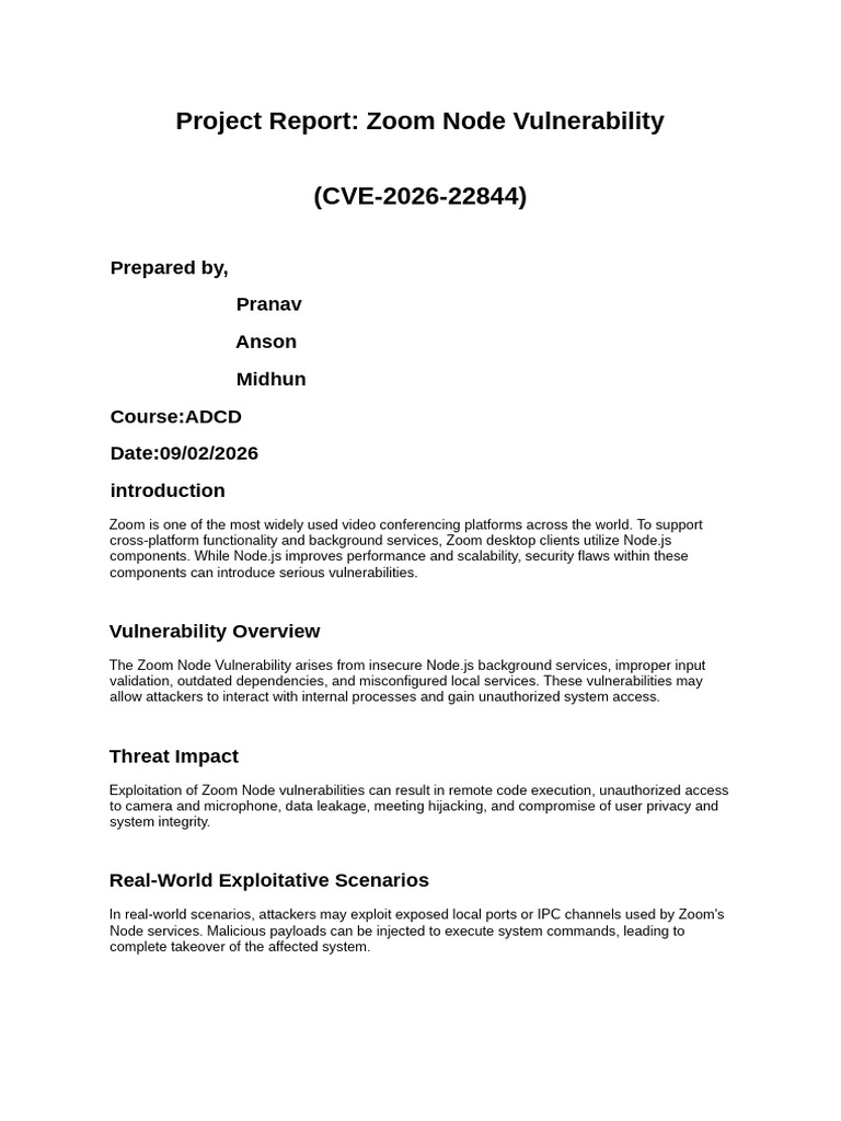 Zoom Node Vulnerability Project @pranav | PDF | Security | Computer ...