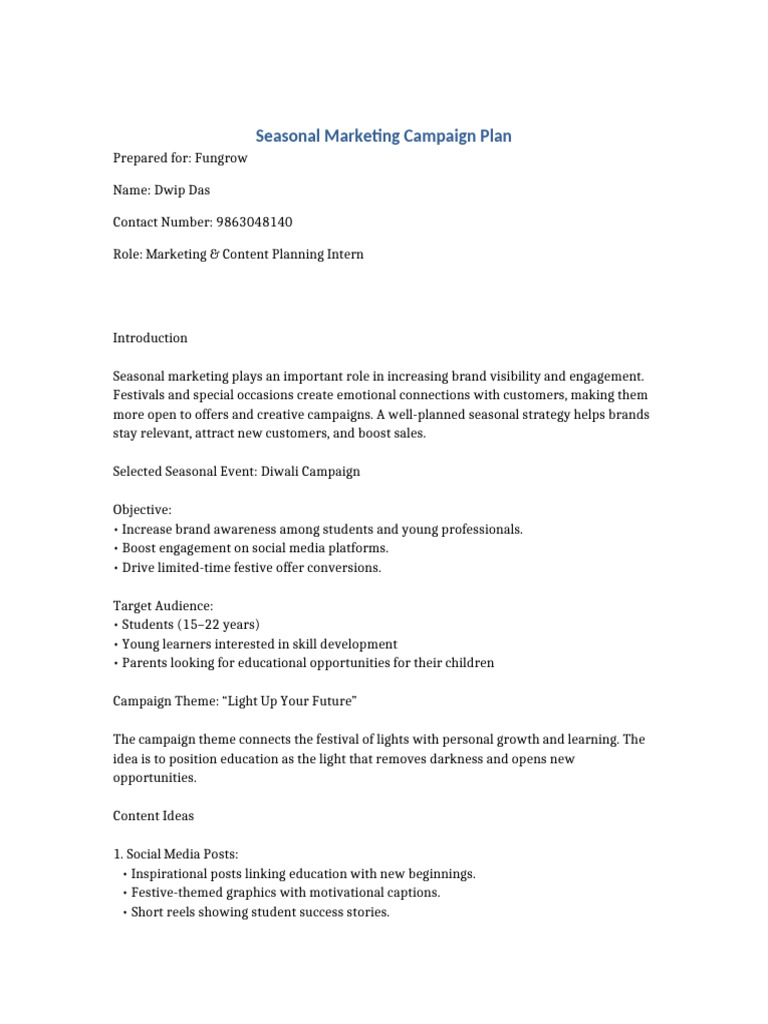Fungrow Seasonal Marketing Campaign Project | PDF | Brand | Social Media