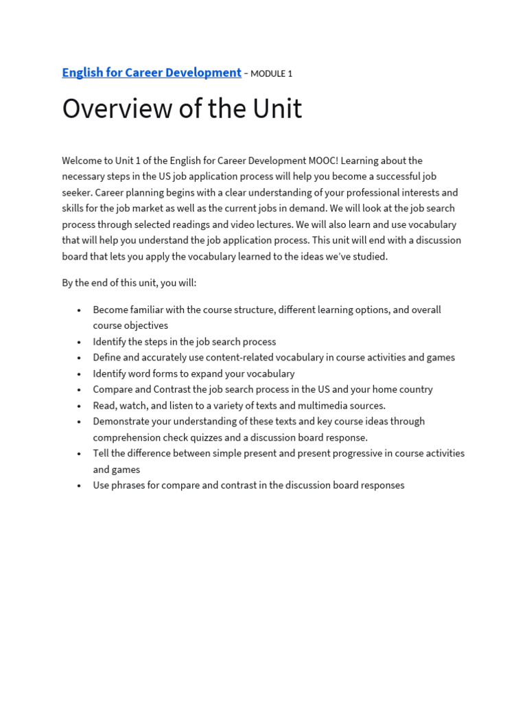 English For Career Development | PDF | Résumé | Goal