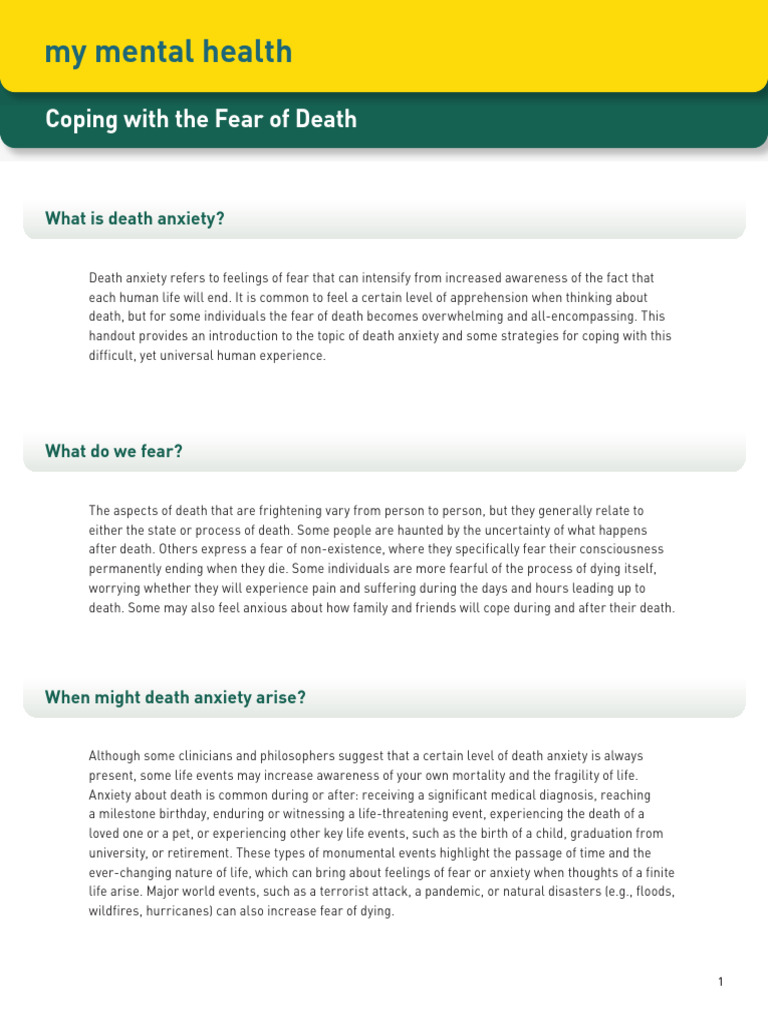 Death Anxiety | PDF | Anxiety | Fear