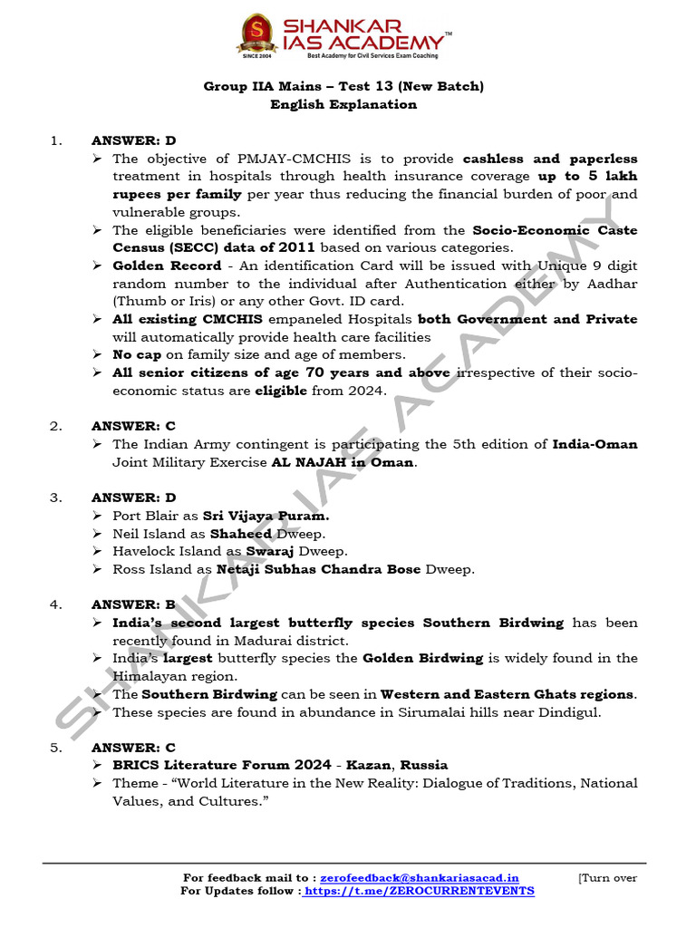 GR II A Mains Test - 13 English Explanation (New Batch) | PDF ...