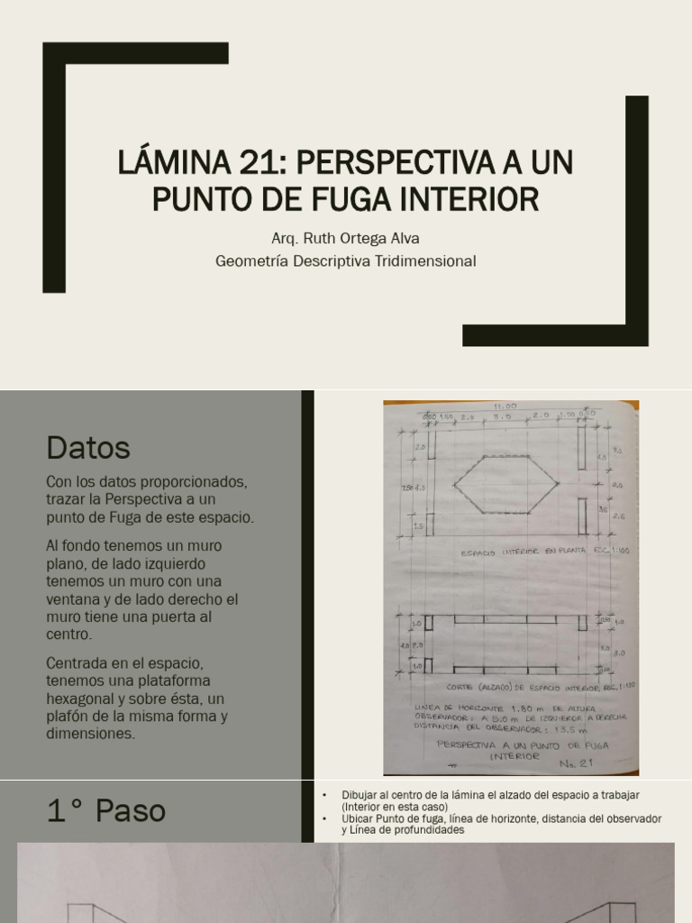 Lámina 21 Perspectiva A Un Punto de Fuga Interior | PDF | Perspectiva ...