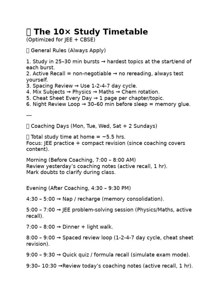? The 10× Study Timetable | PDF | Mental Processes | Cognitive Science