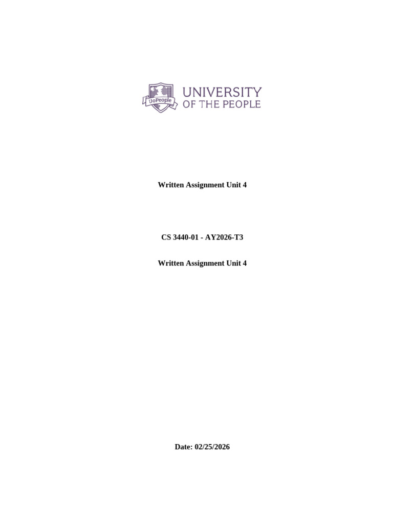 CS 3440-01 - AY2026-T3 Written Assignment Unit 4 | PDF | Apache Hadoop ...