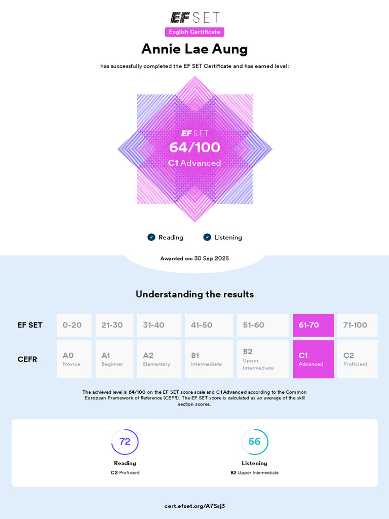 EF SET Certificate | PDF