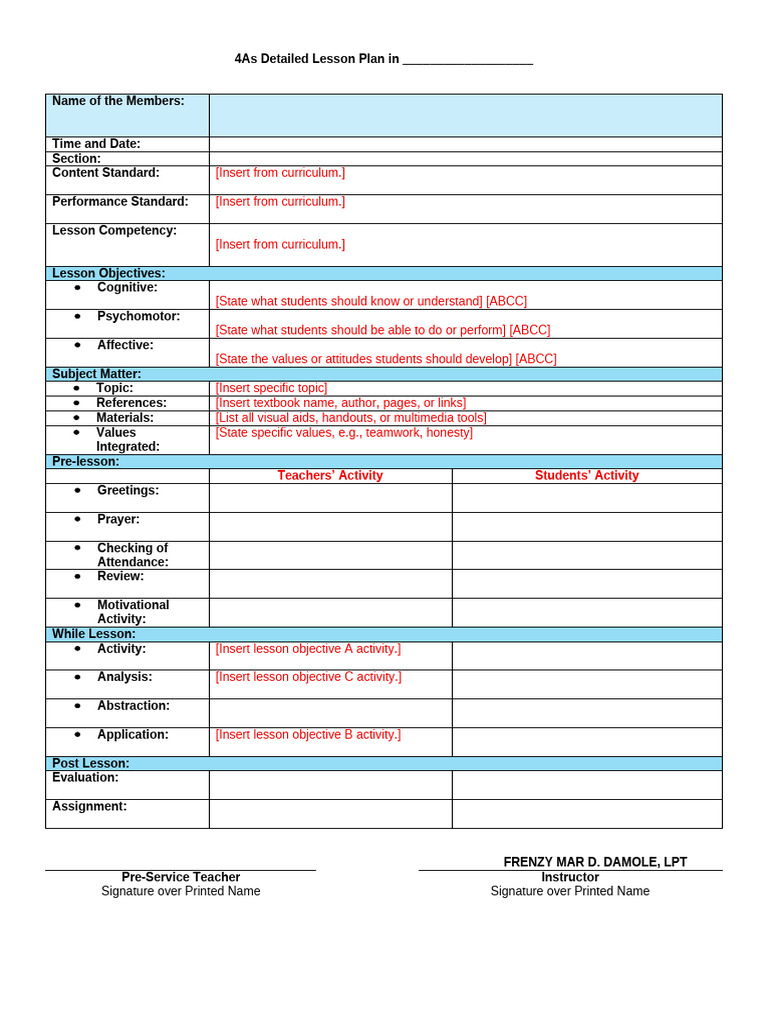 4as Detailed Lesson Plan in 1 | PDF