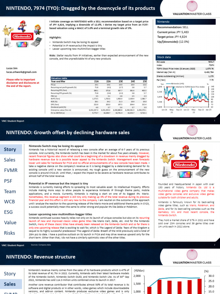 Nintendo Final Equity Research Report | PDF | Nintendo | The Legend Of ...