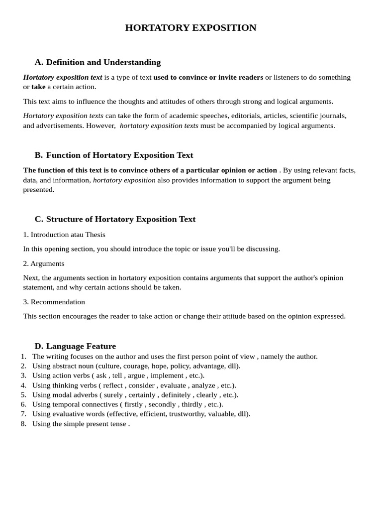 Hortatory Exposition | PDF